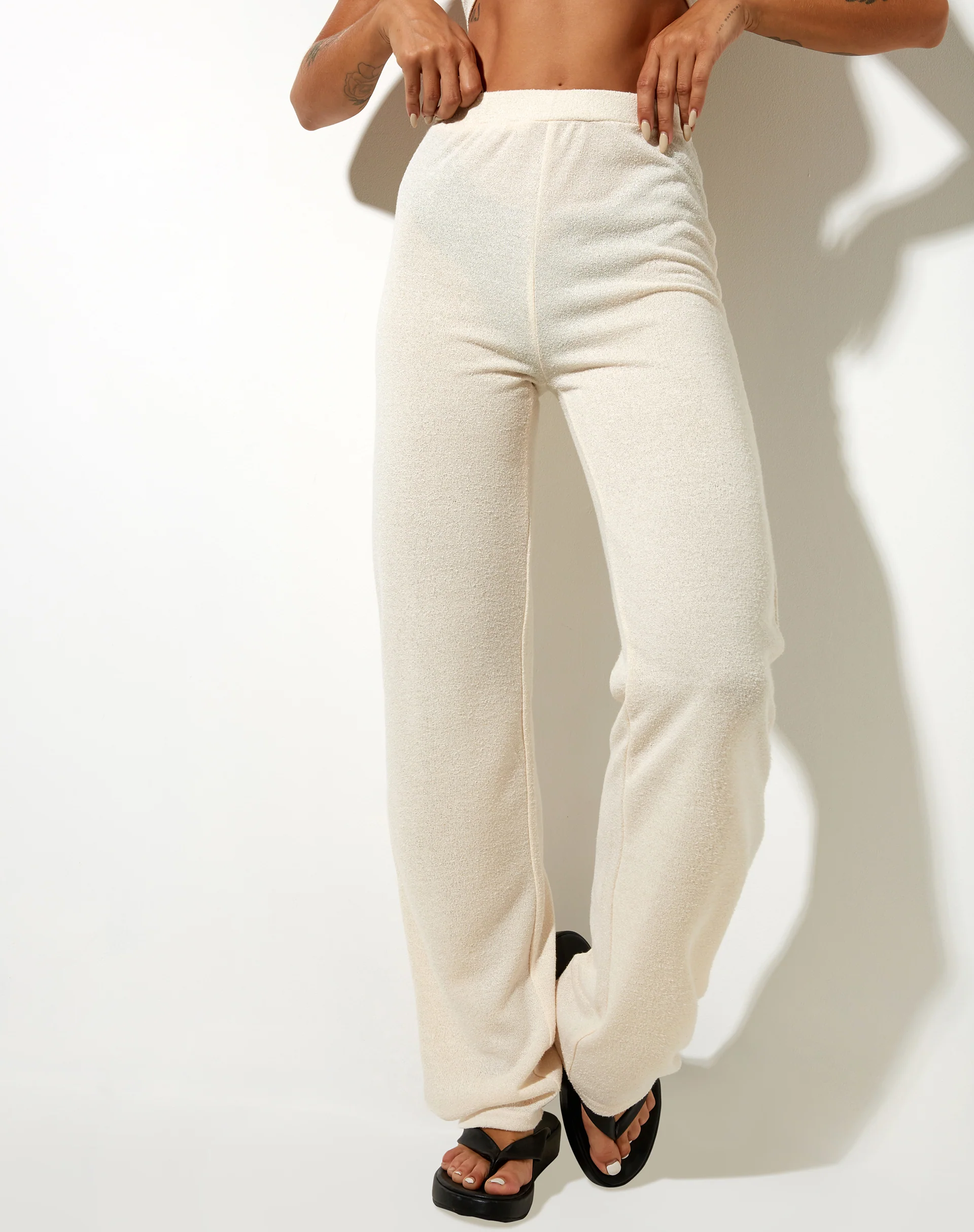 Obeli Trouser in Roll Knit Ivory - Image 2