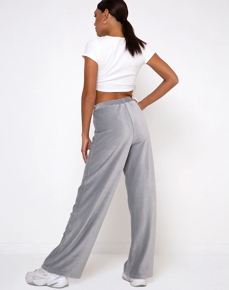 Obeli Trouser in Velvet Rib Grey - Image 4