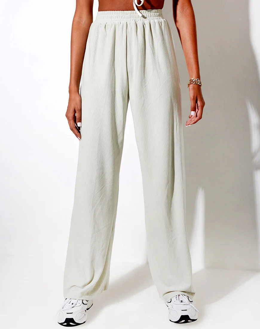 Obeli Trouser in Velvet Rib Minty - Image 2