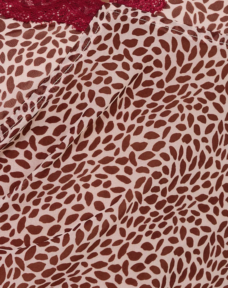 Obiwa Cami Top in Pink and Brown Lips Print - Image 6