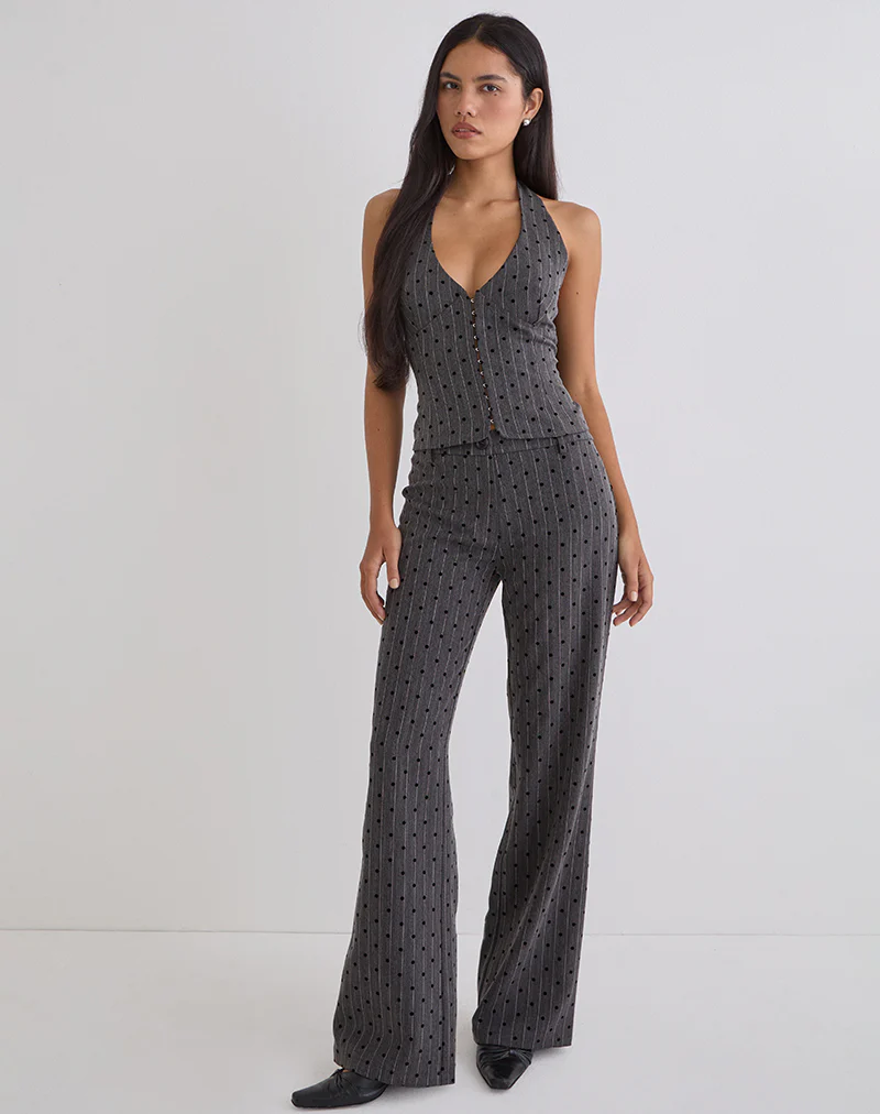 Odin Vest Top in Charcoal with Polka Pinstripe - Image 4