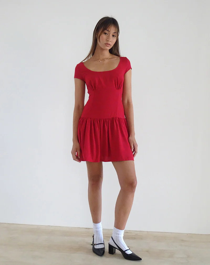 Ohayo Mini Dress in Adrenaline Red - Image 5