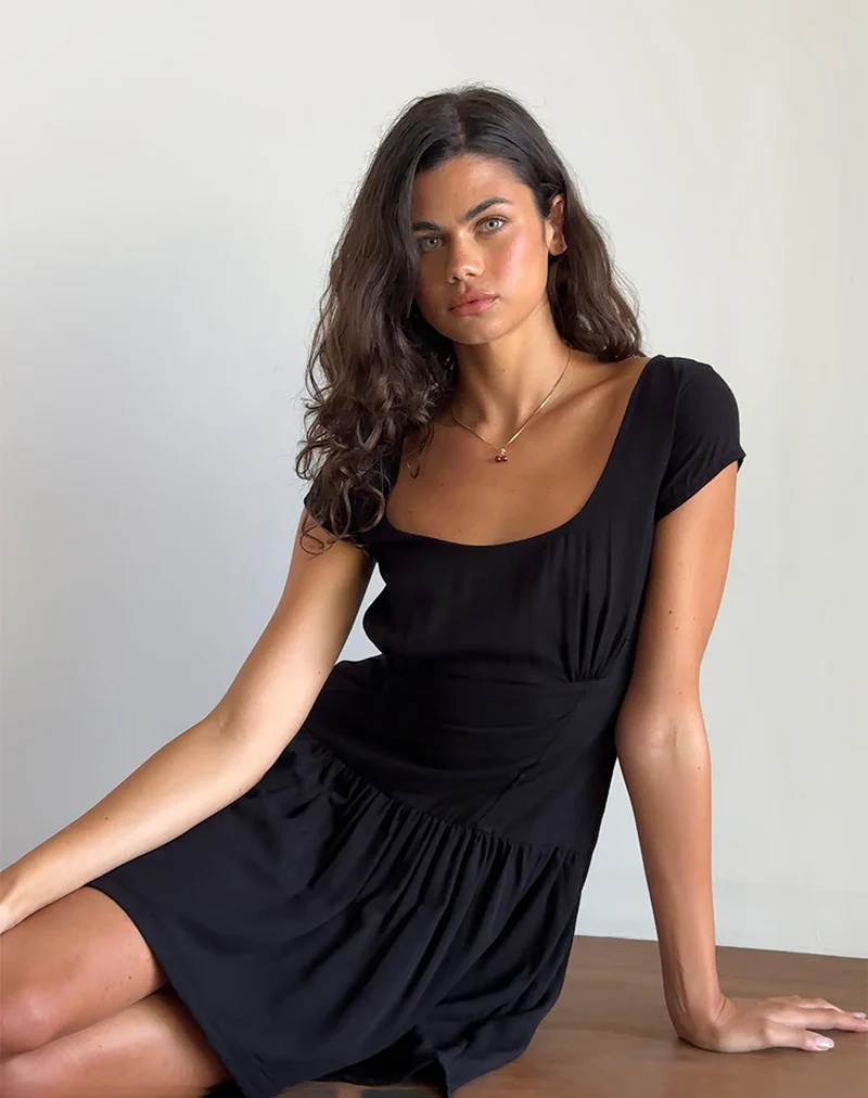 Ohayo Mini Dress in Black - Image 3