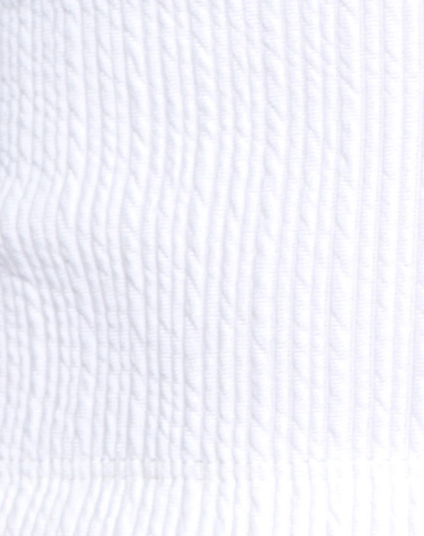 Okie Off The Shoulder Crop Top in Multi Rib Ivory - Image 6