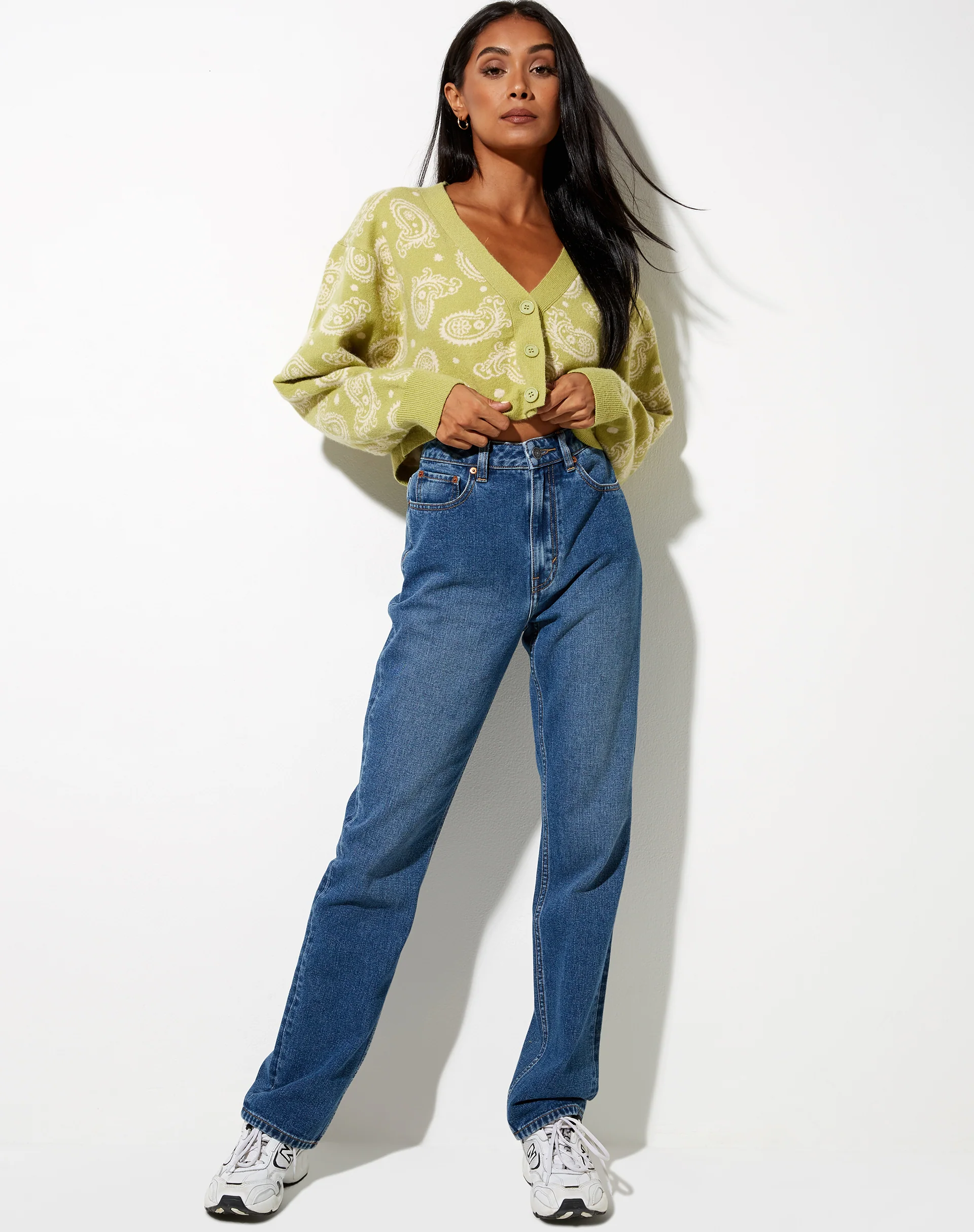 Olina Cropped Cardi in Knit Persian Night Sage - Image 4