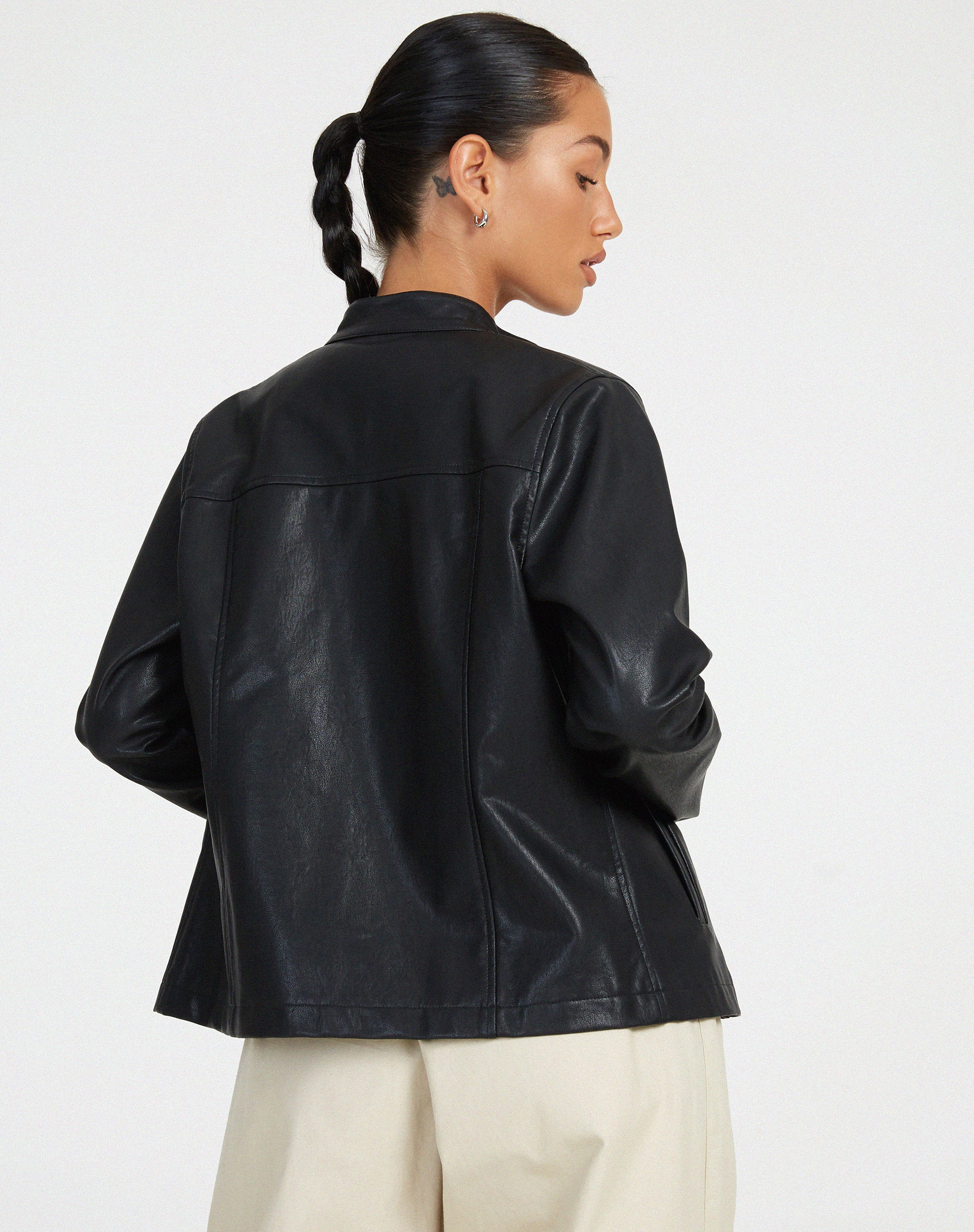 Olivia Jacket in PU Black - Image 3