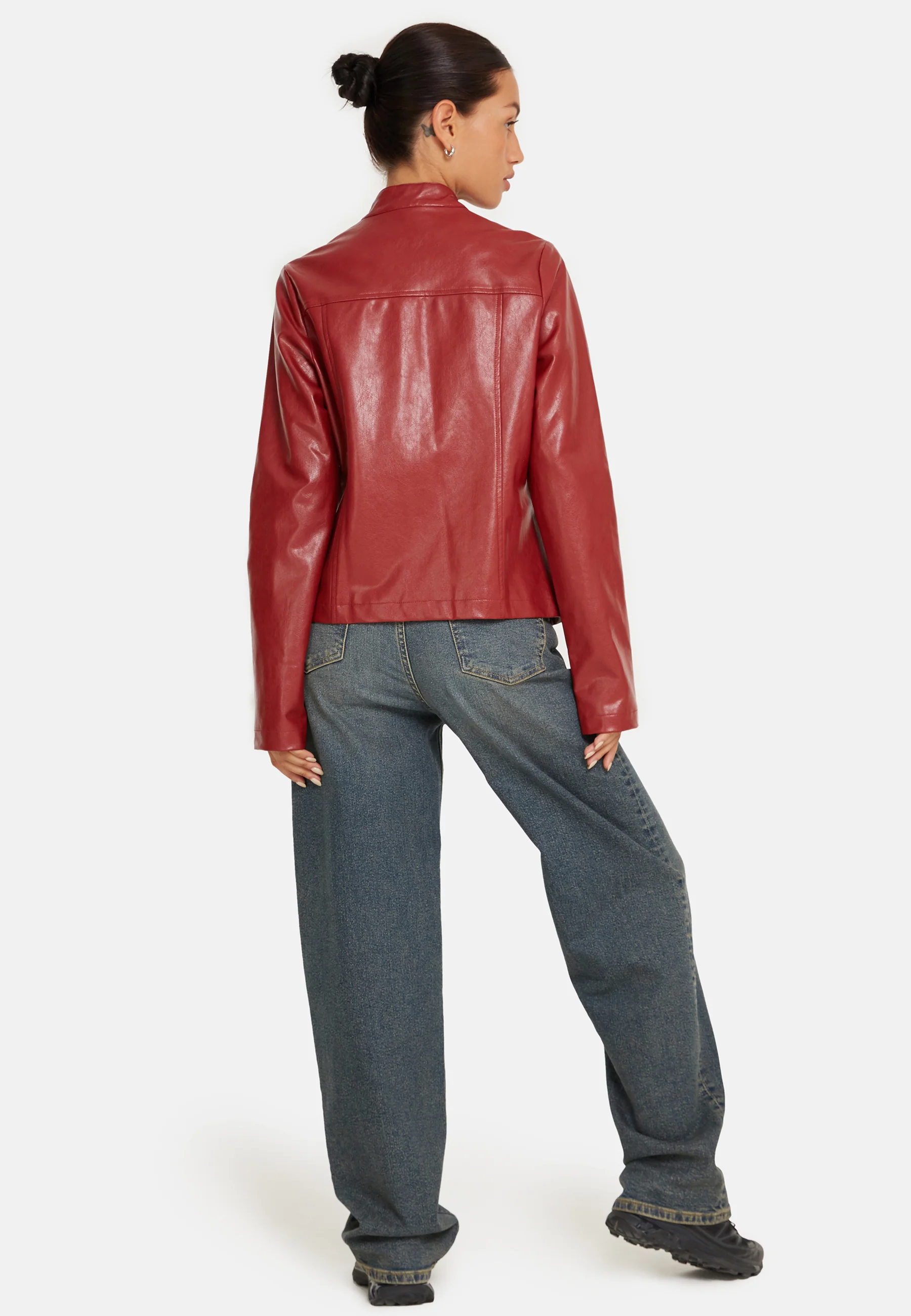 Olivia Jacket in PU Blood Red - Image 10