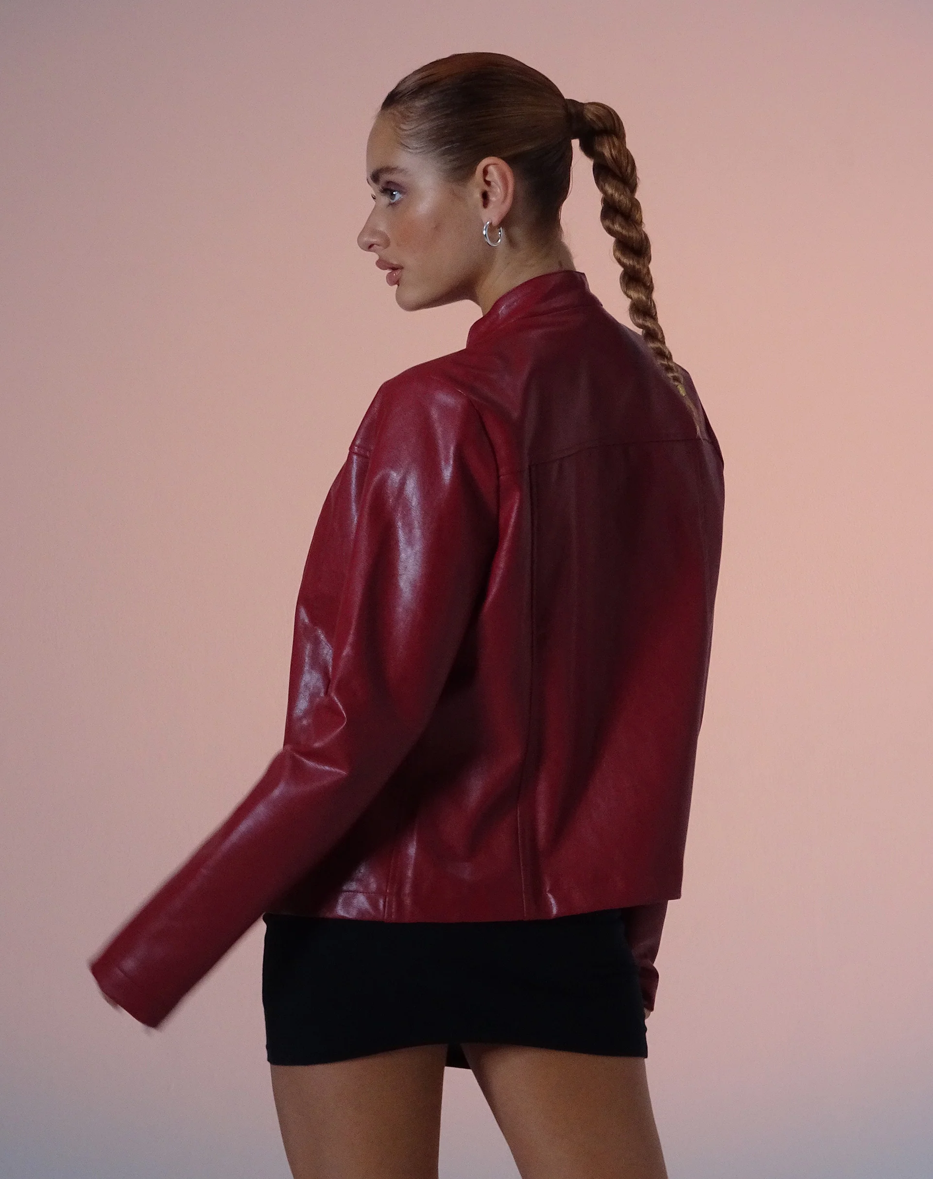 Olivia Jacket in PU Blood Red - Image 2