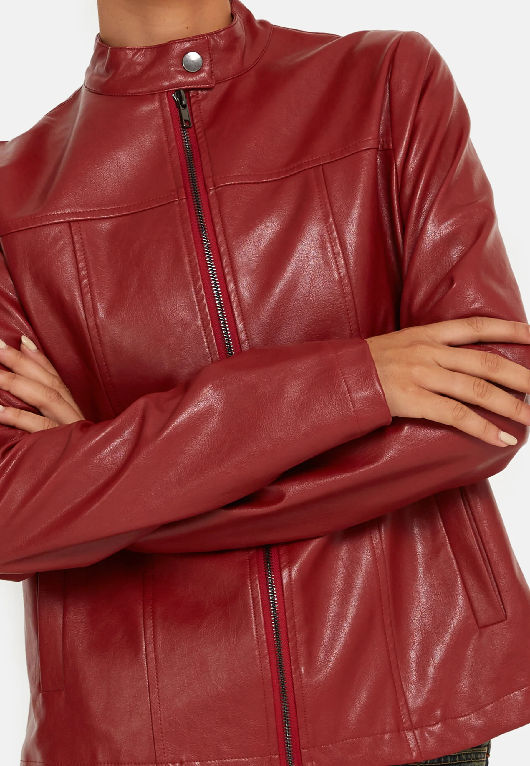 Olivia Jacket in PU Blood Red - Image 8