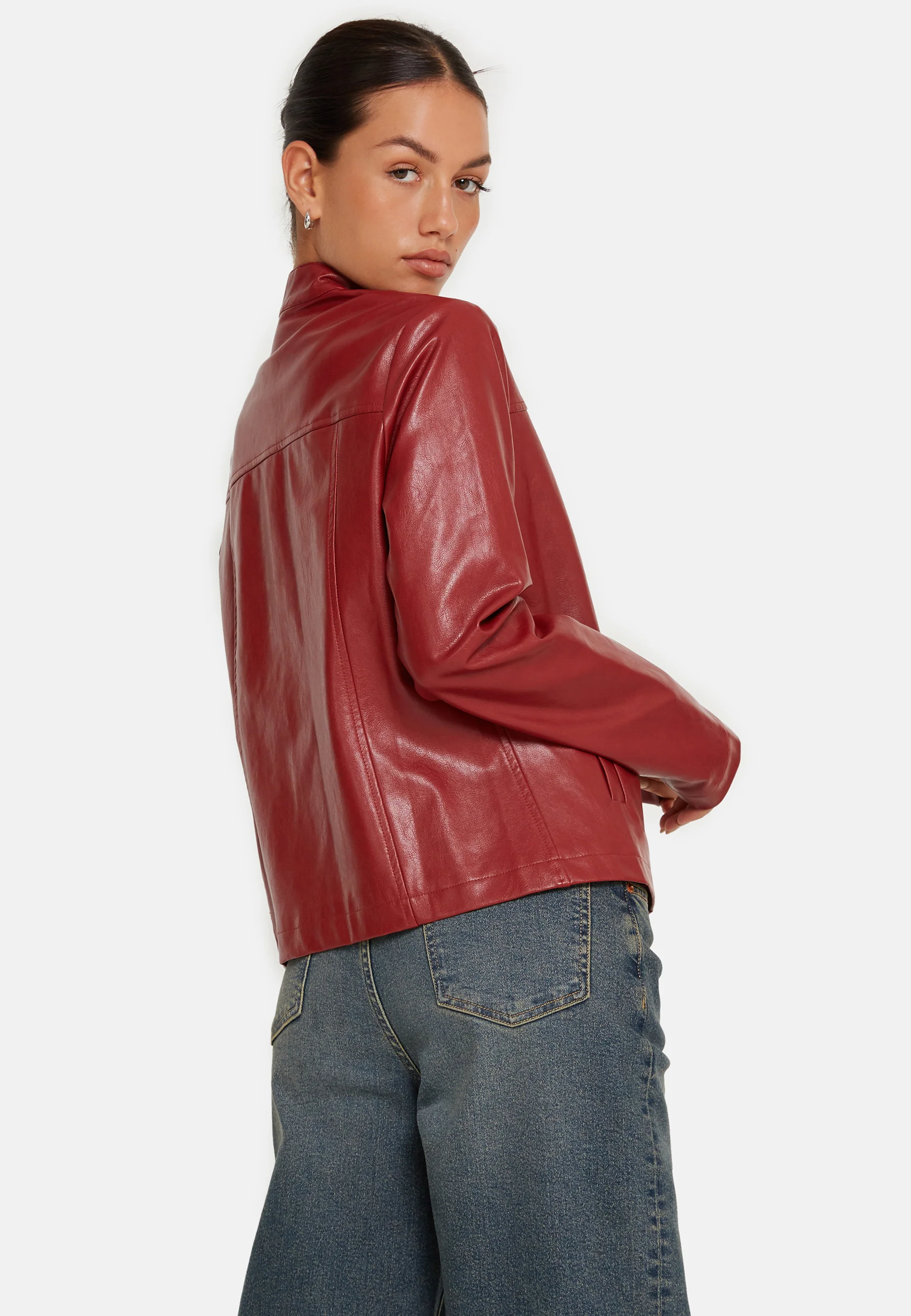 Olivia Jacket in PU Blood Red - Image 9