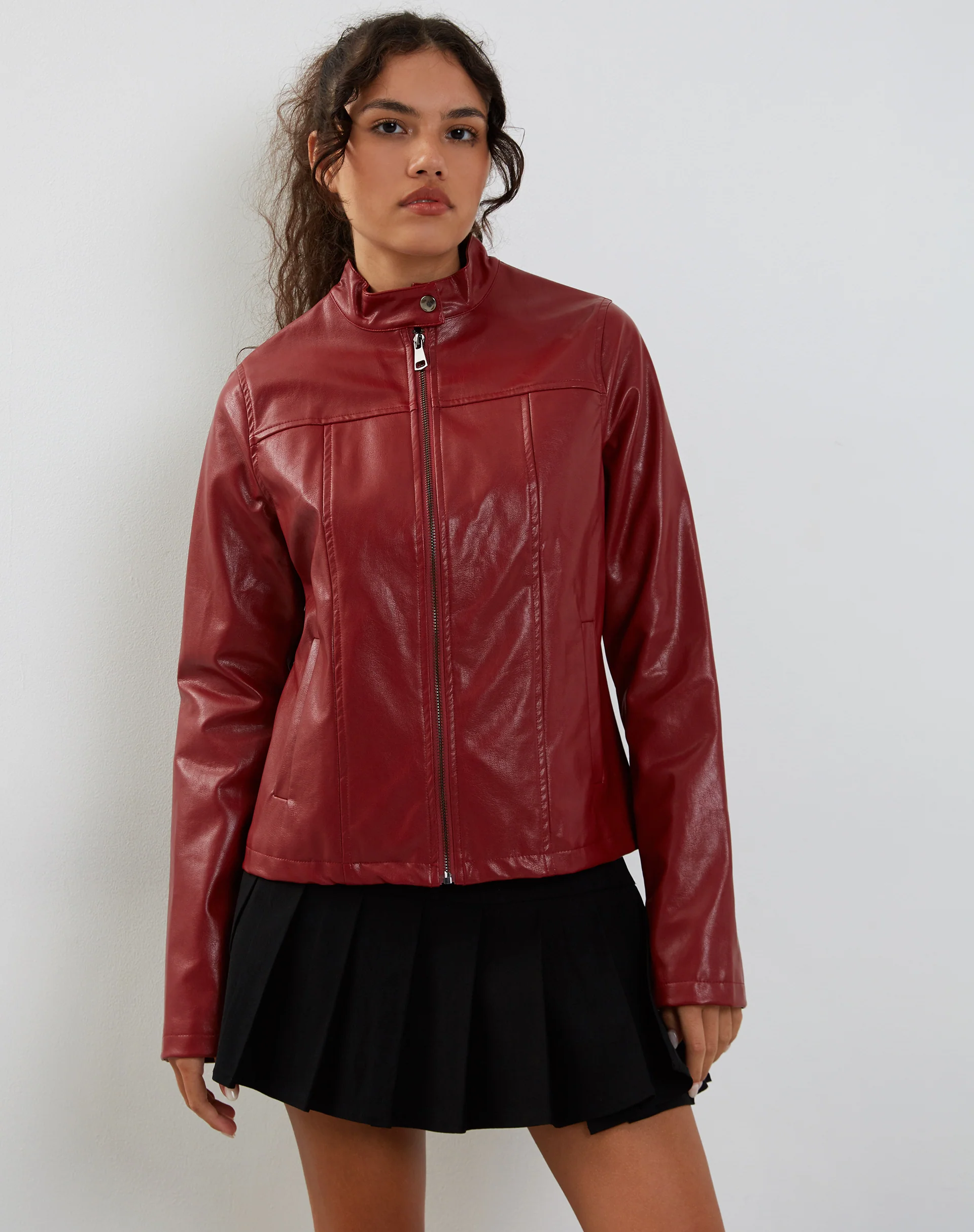 Olivia Jacket in PU Blood Red - Image 4