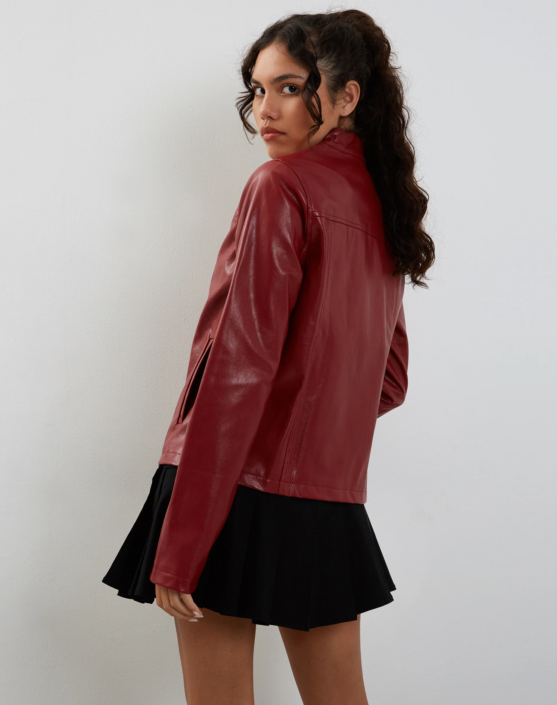 Olivia Jacket in PU Blood Red - Image 6