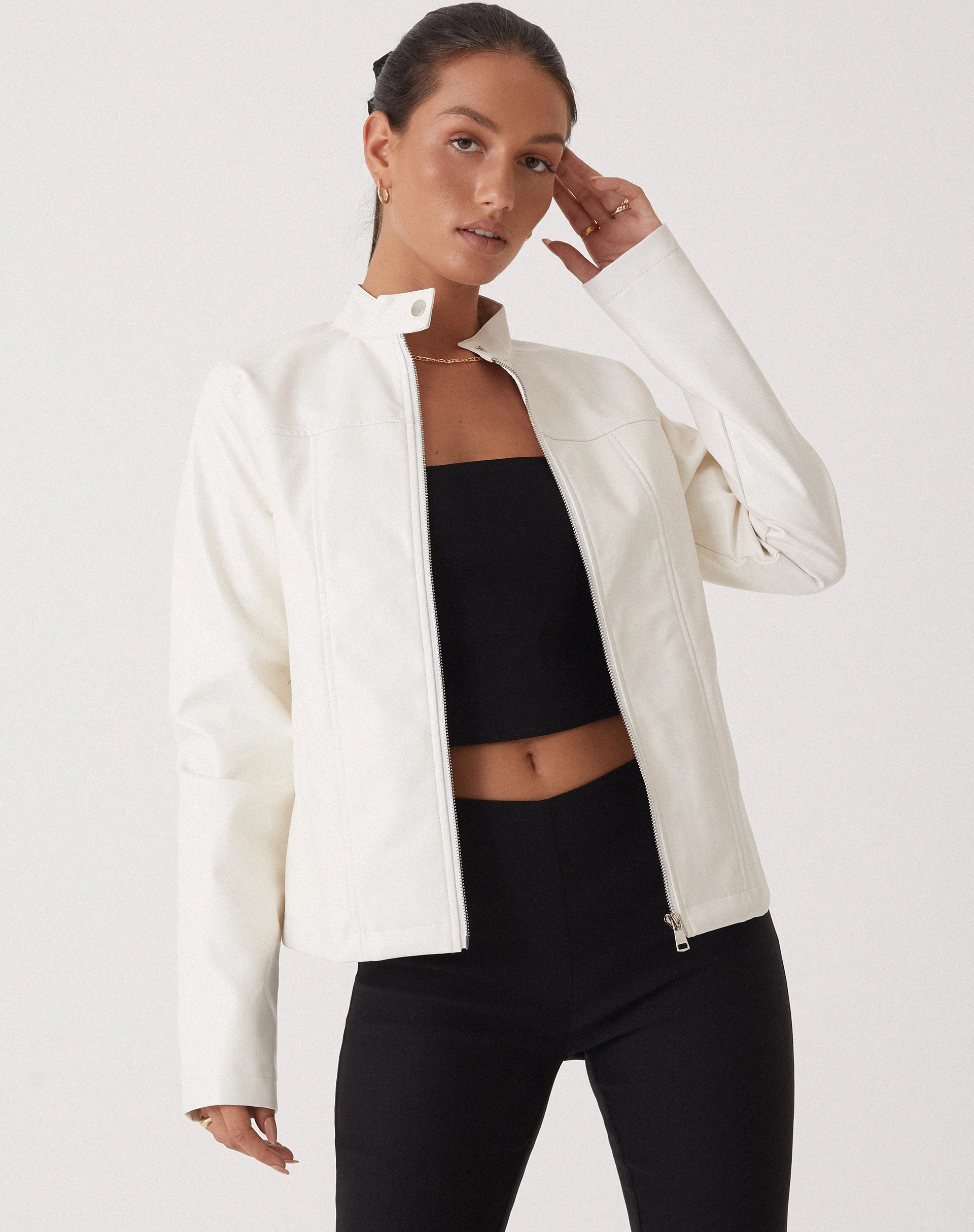 MOTEL X OLIVIA NEILL Olivia Jacket in PU White - Image 5