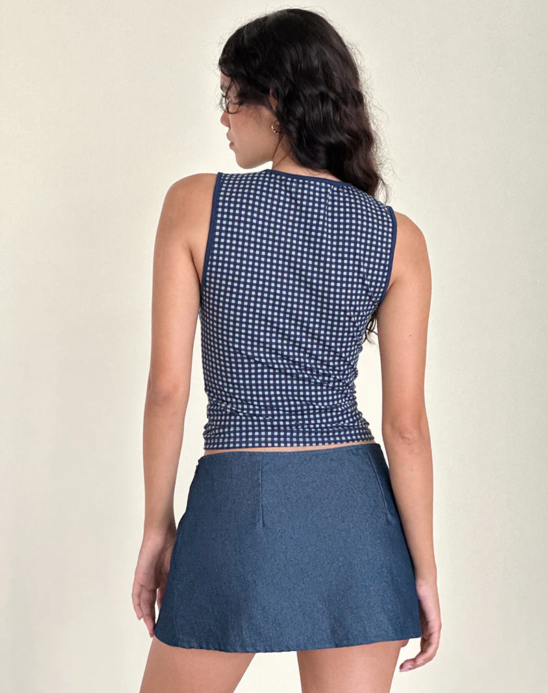 Olsa Denim Mini Skirt in Chambray Indigo - Image 3