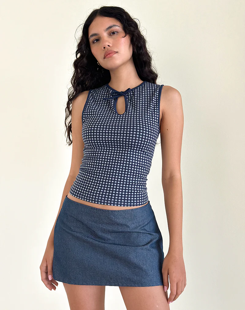 Olsa Denim Mini Skirt in Chambray Indigo - Image 4