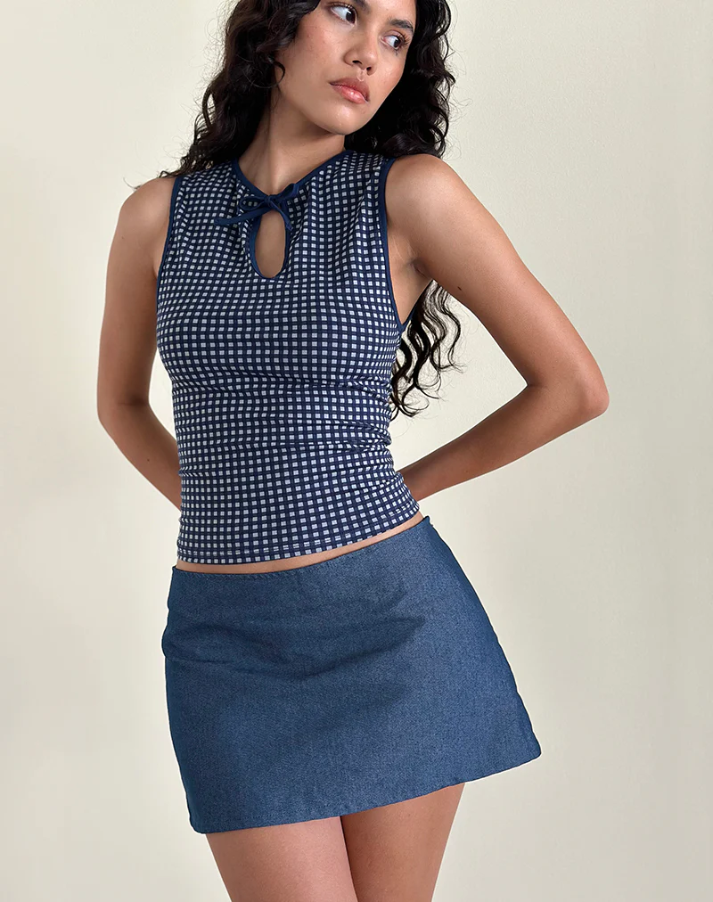 Olsa Denim Mini Skirt in Chambray Indigo - Image 5