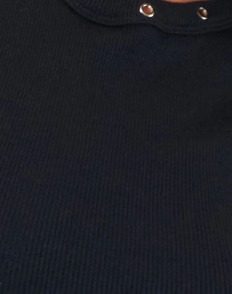 Omari Eyelet Tank Top in Rib Black - Image 6