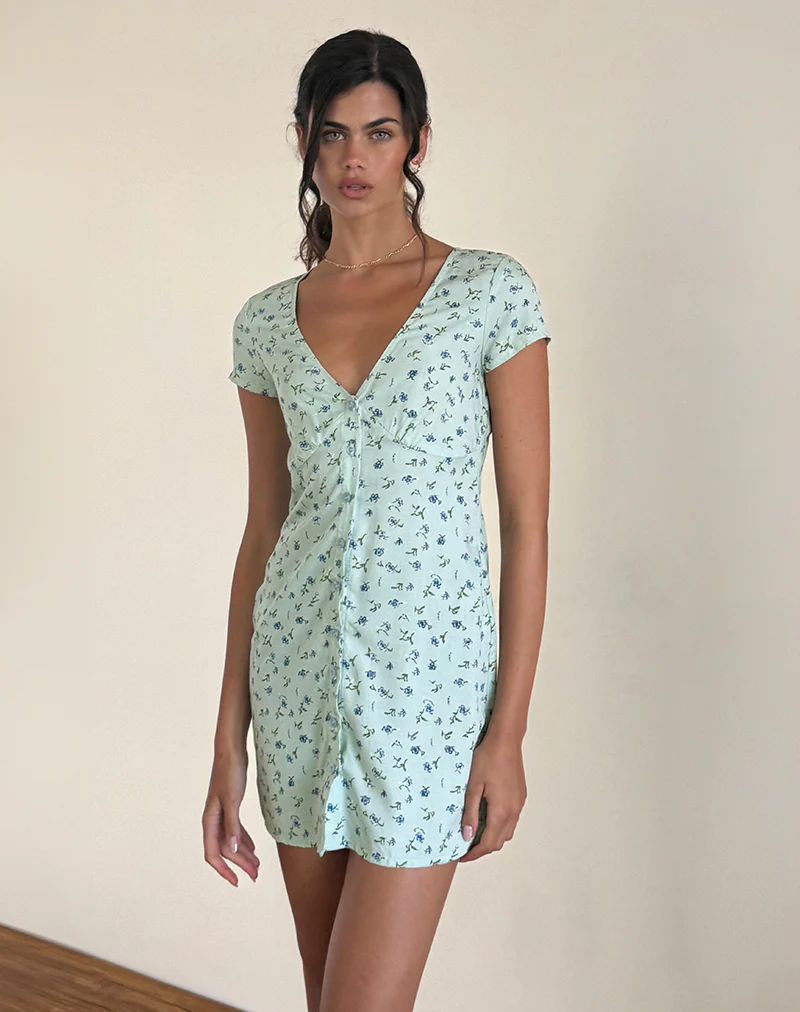Omoni Dress In Pretty Petal Green - Image 3