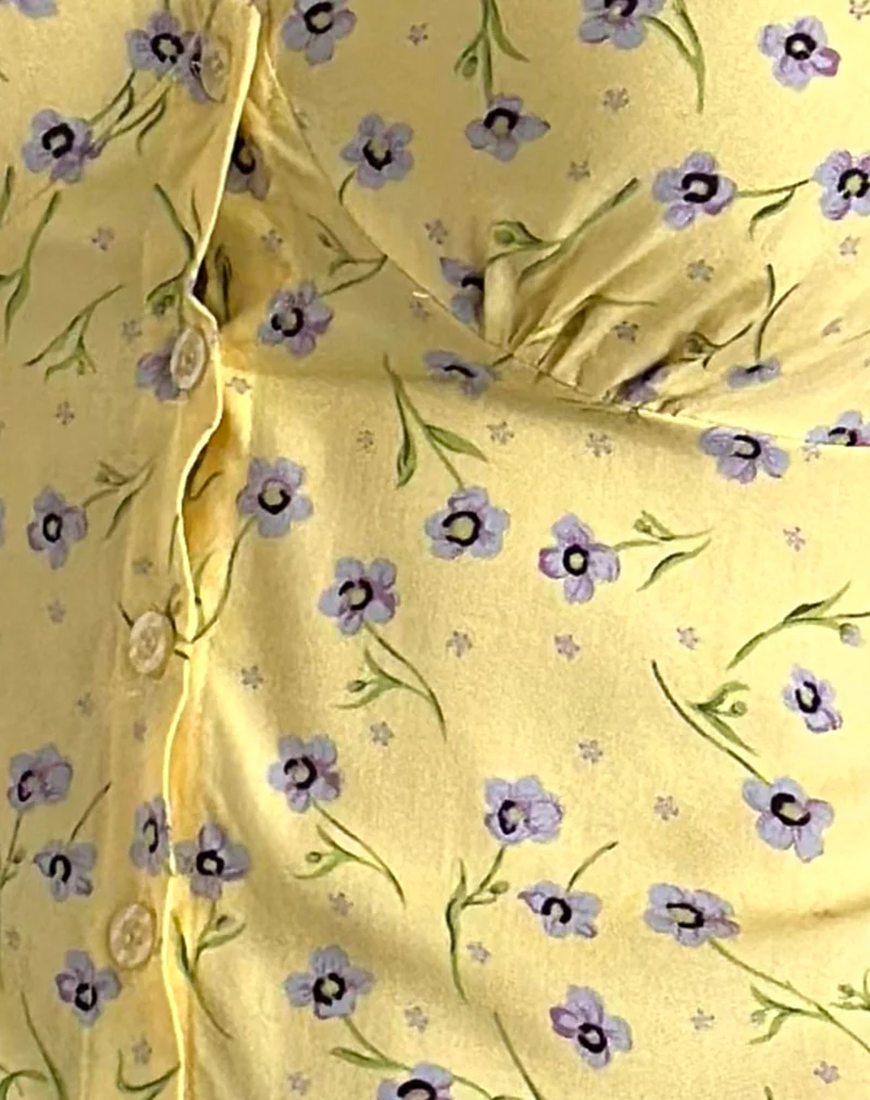 Omoni Mini Dress in Wild Flower Lemon Drop - Image 5