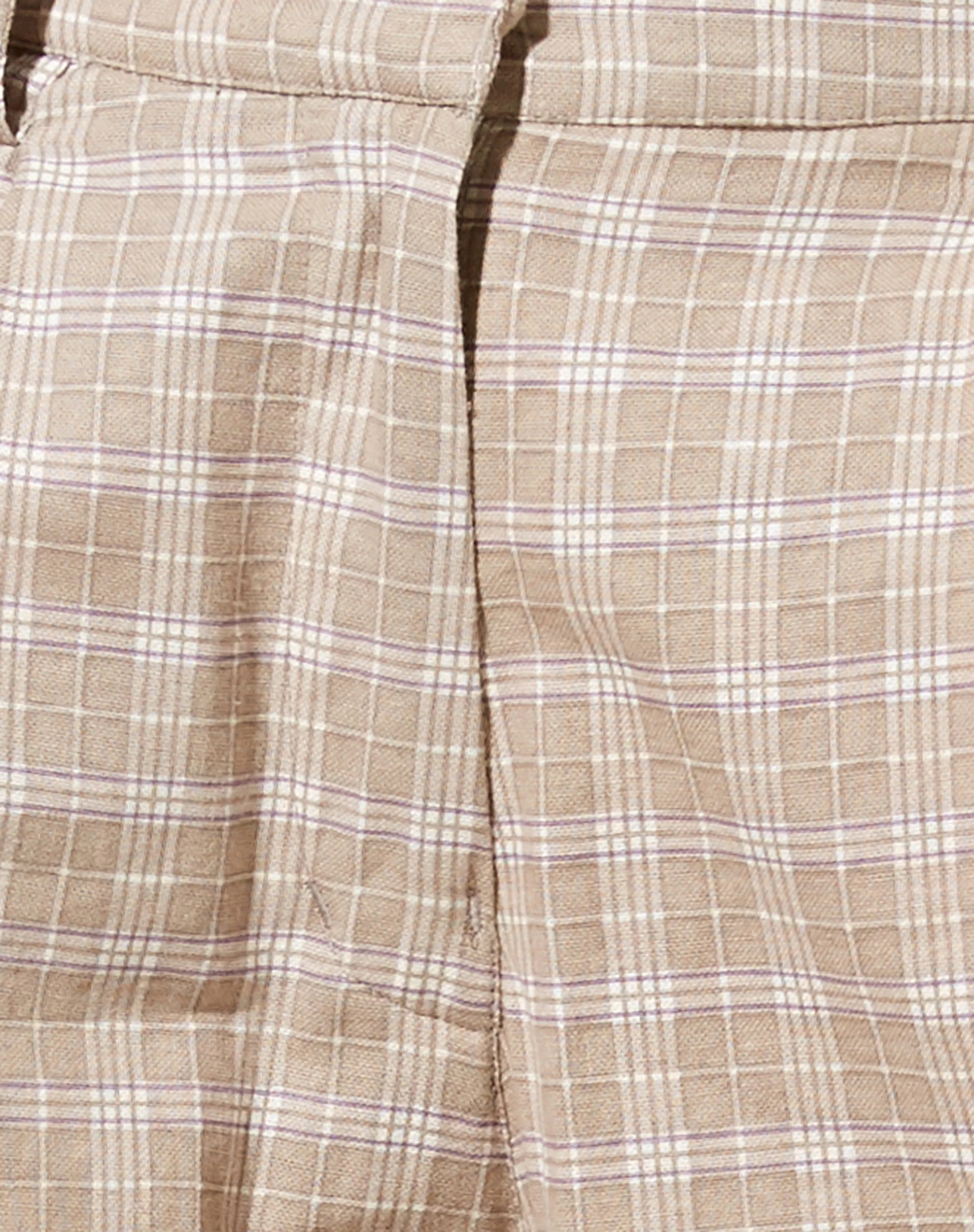 Onfal Wide Leg Trouser in Taupe Check - Image 5