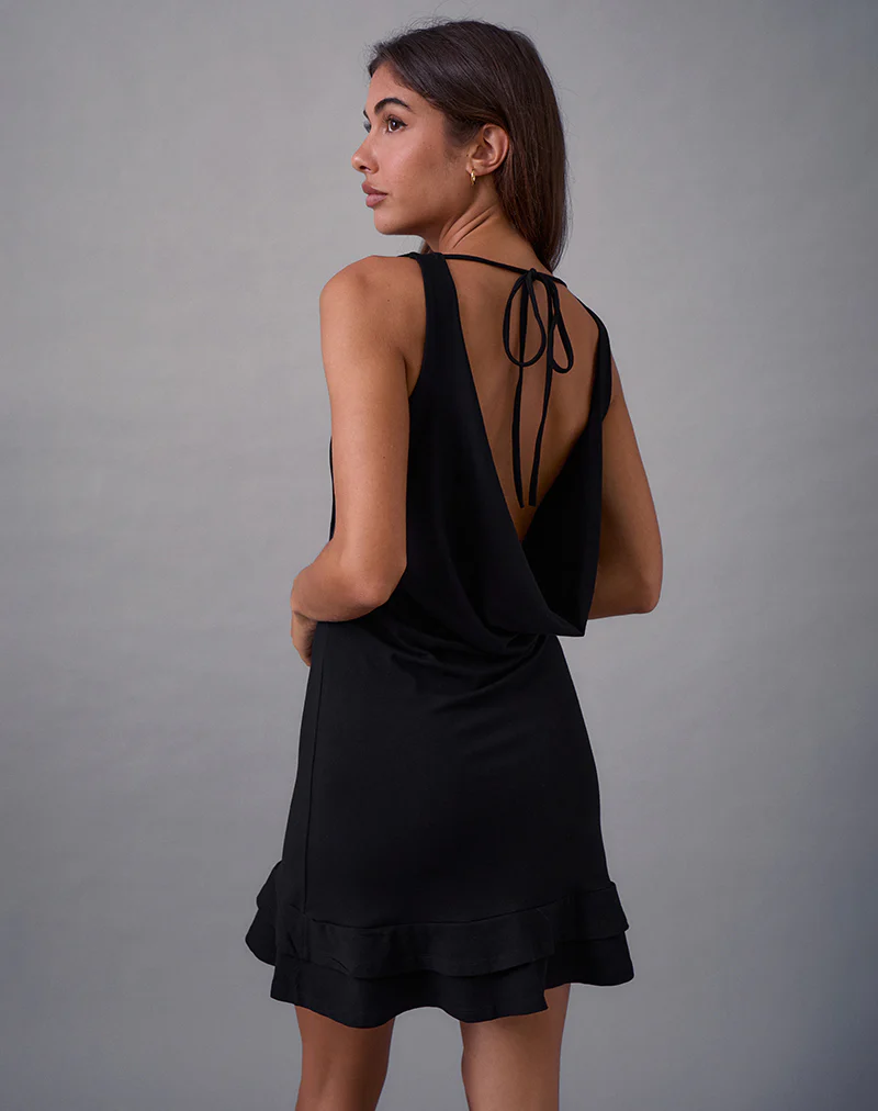 Opaline Backless Mini Dress in Black - Image 2