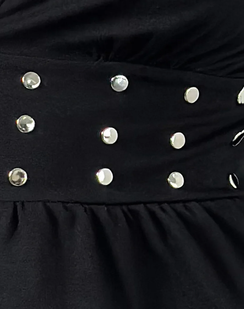 Ophay Top in Jersey Black with Studs - Image 5
