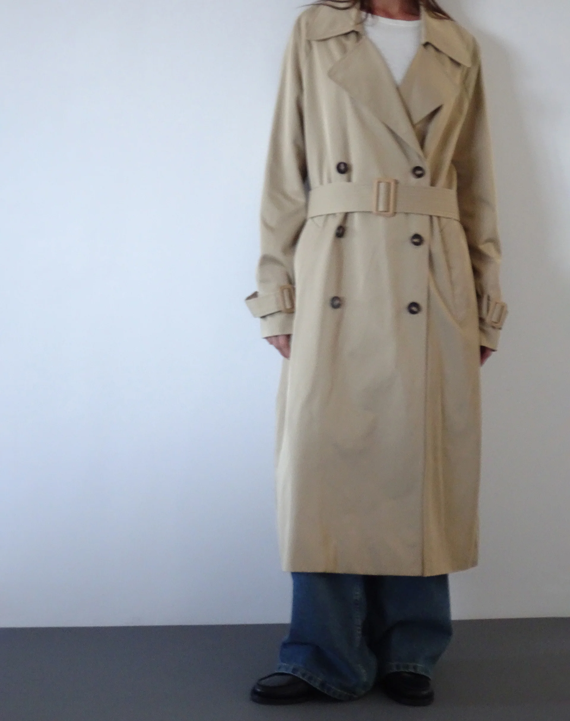 Orcati Double Breasted Trench Coat in Tan - Image 3