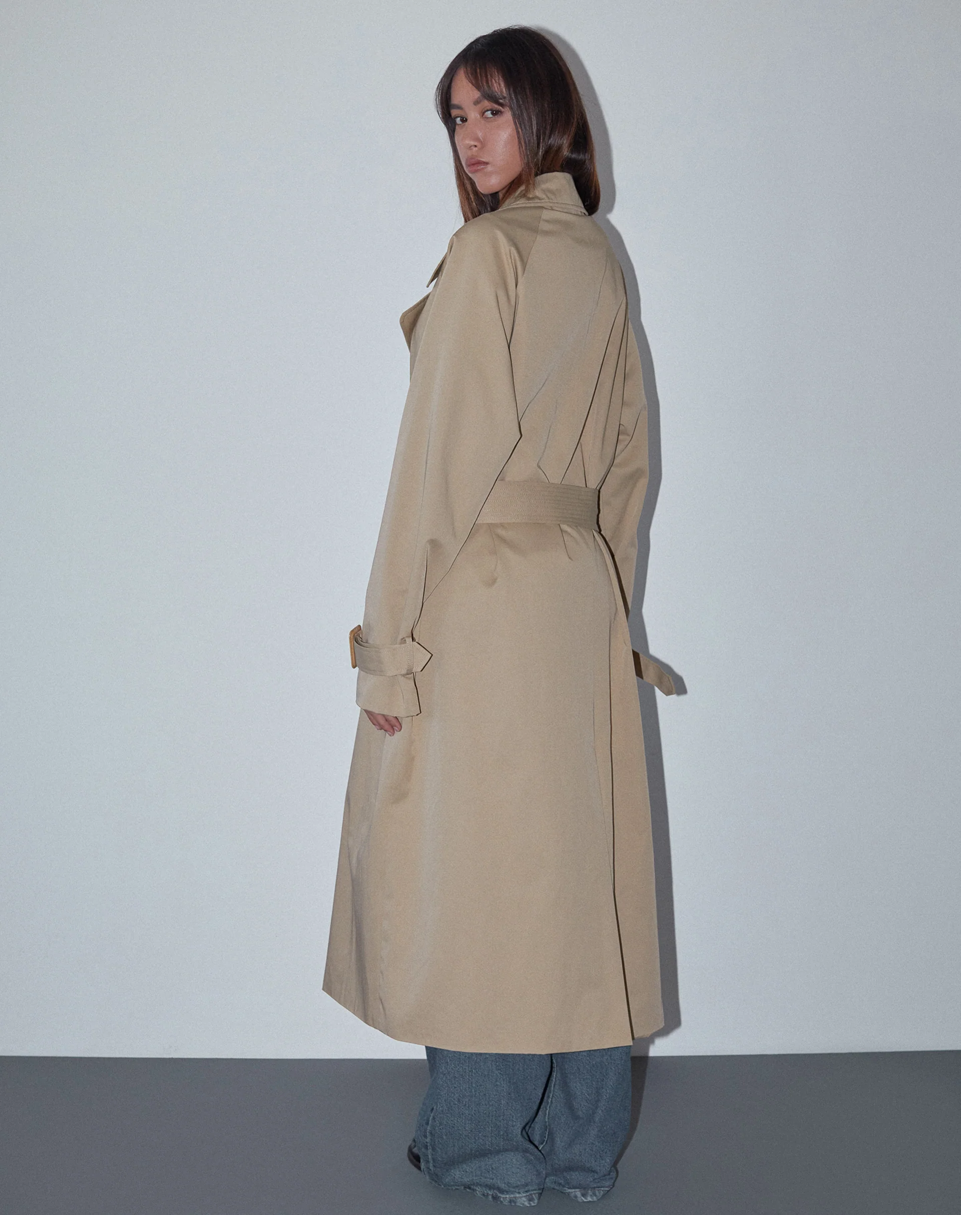 Orcati Double Breasted Trench Coat in Tan - Image 4