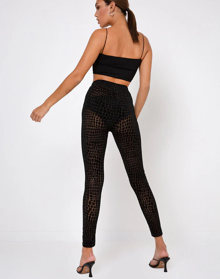 Oria Leggings in Croc Flock Black - Image 4