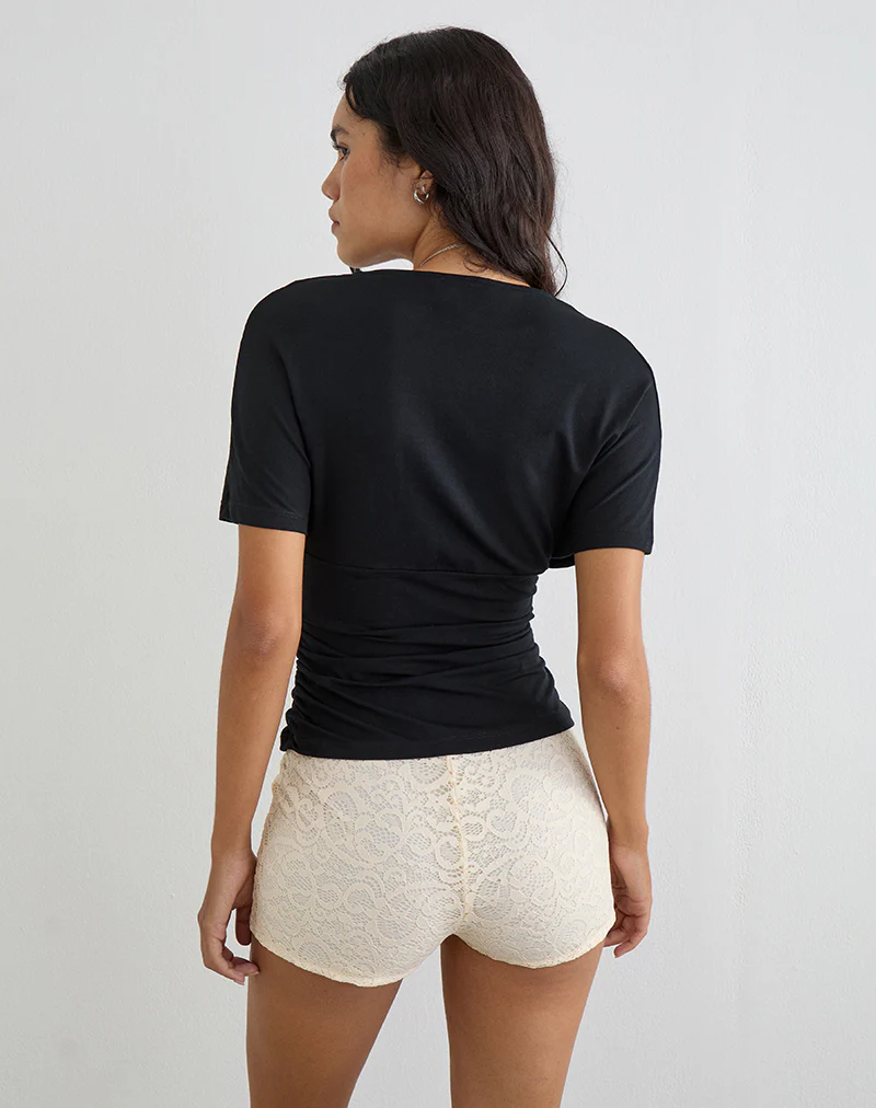 Osari Plunge Batwing Top in Jersey Black - Image 5