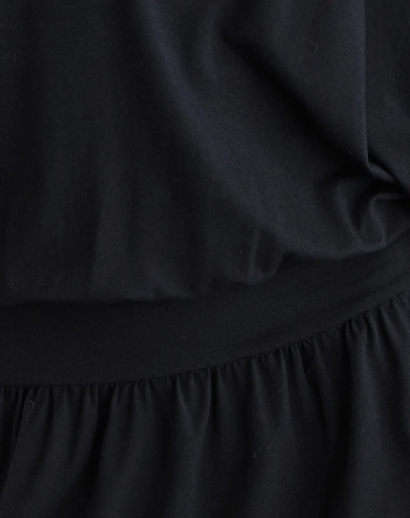 Osiri Batwing Plunge Mini Dress in Jersey Black - Image 6