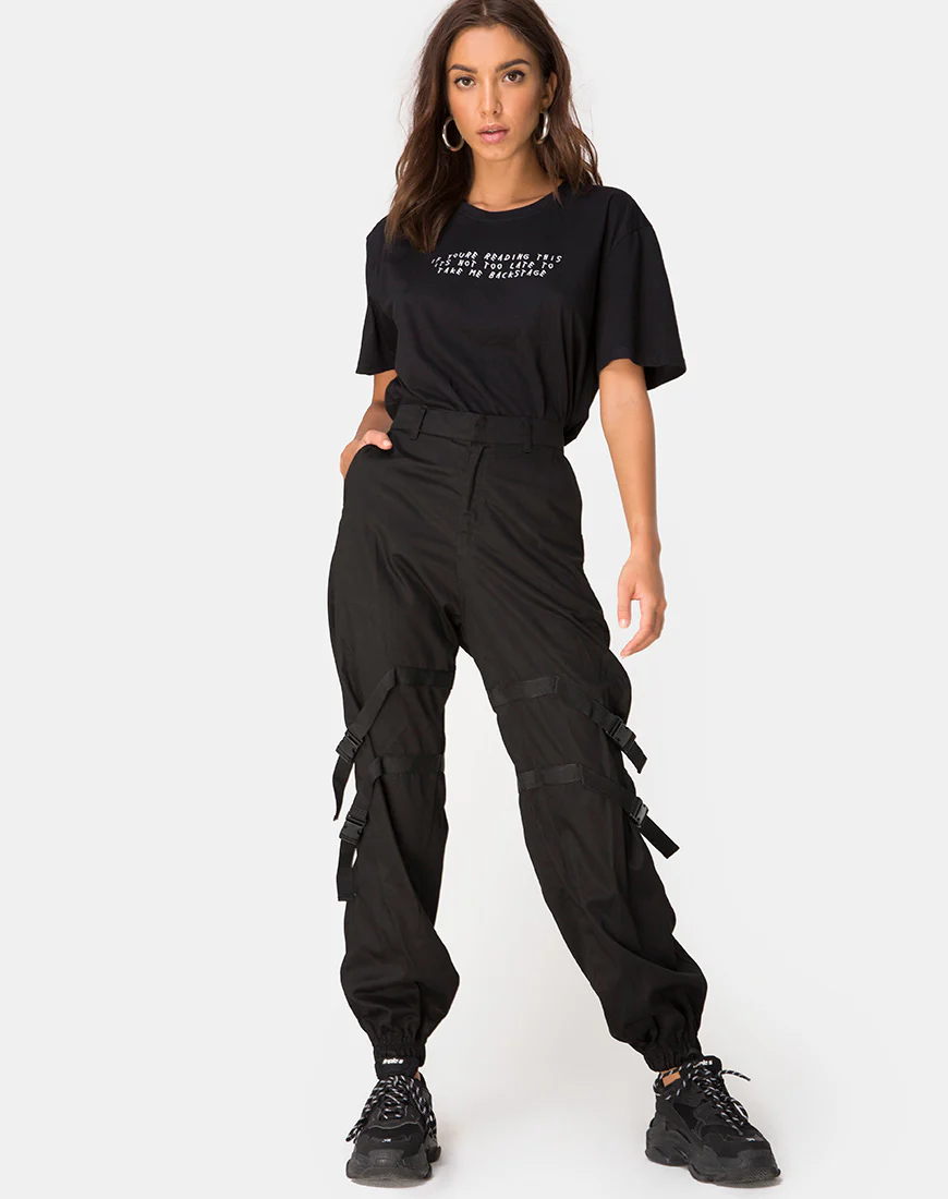 Oversize Black Tee in Black on Tour 'staff' by Motel - Image 3