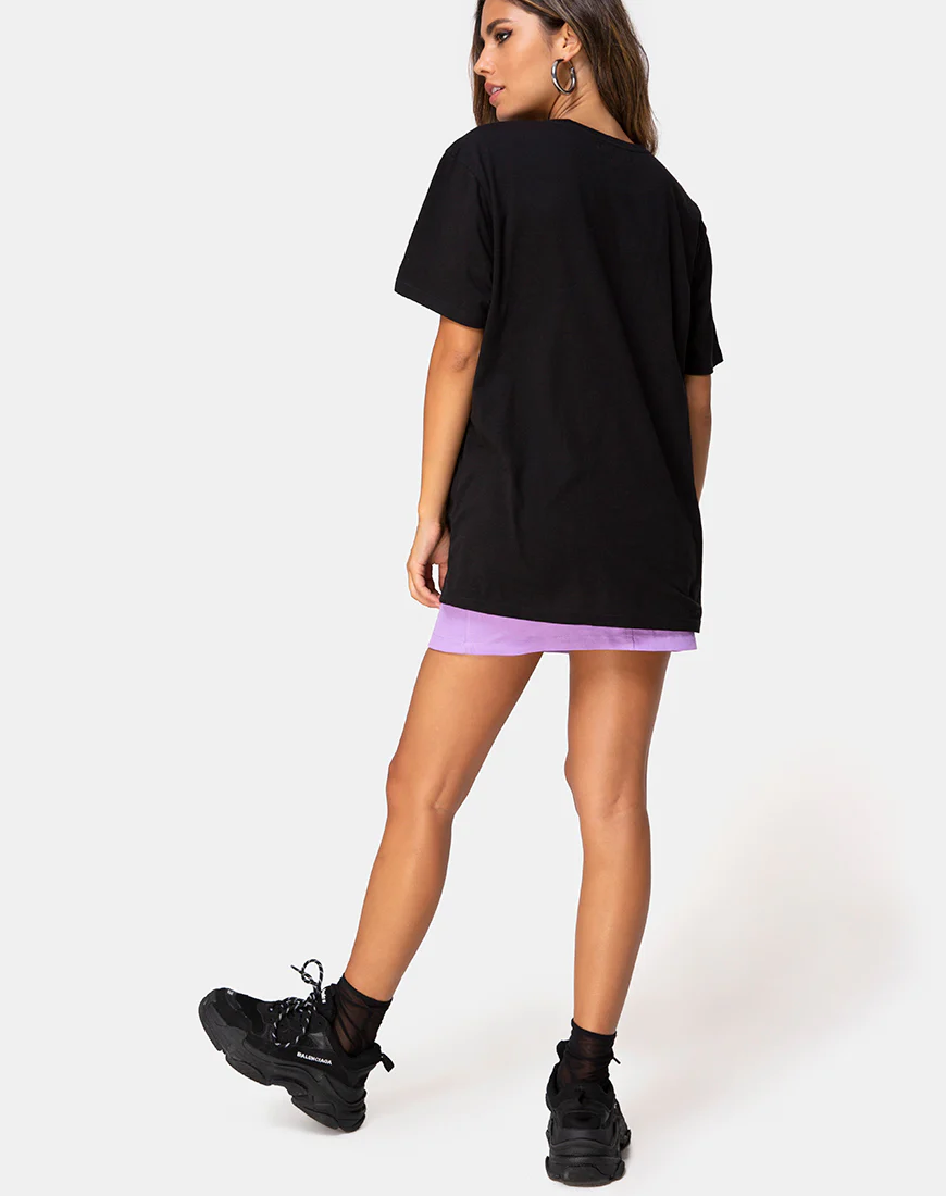 Oversize Basic Tee in Black with Angel Embro - Image 5