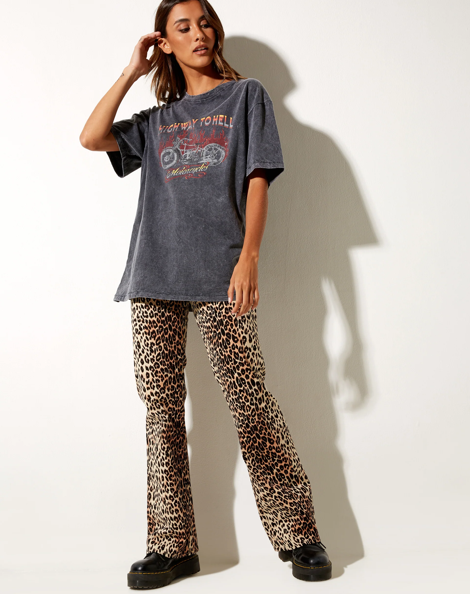 Oversize Basic Tee in Black Wash Motorcycles - Image 3