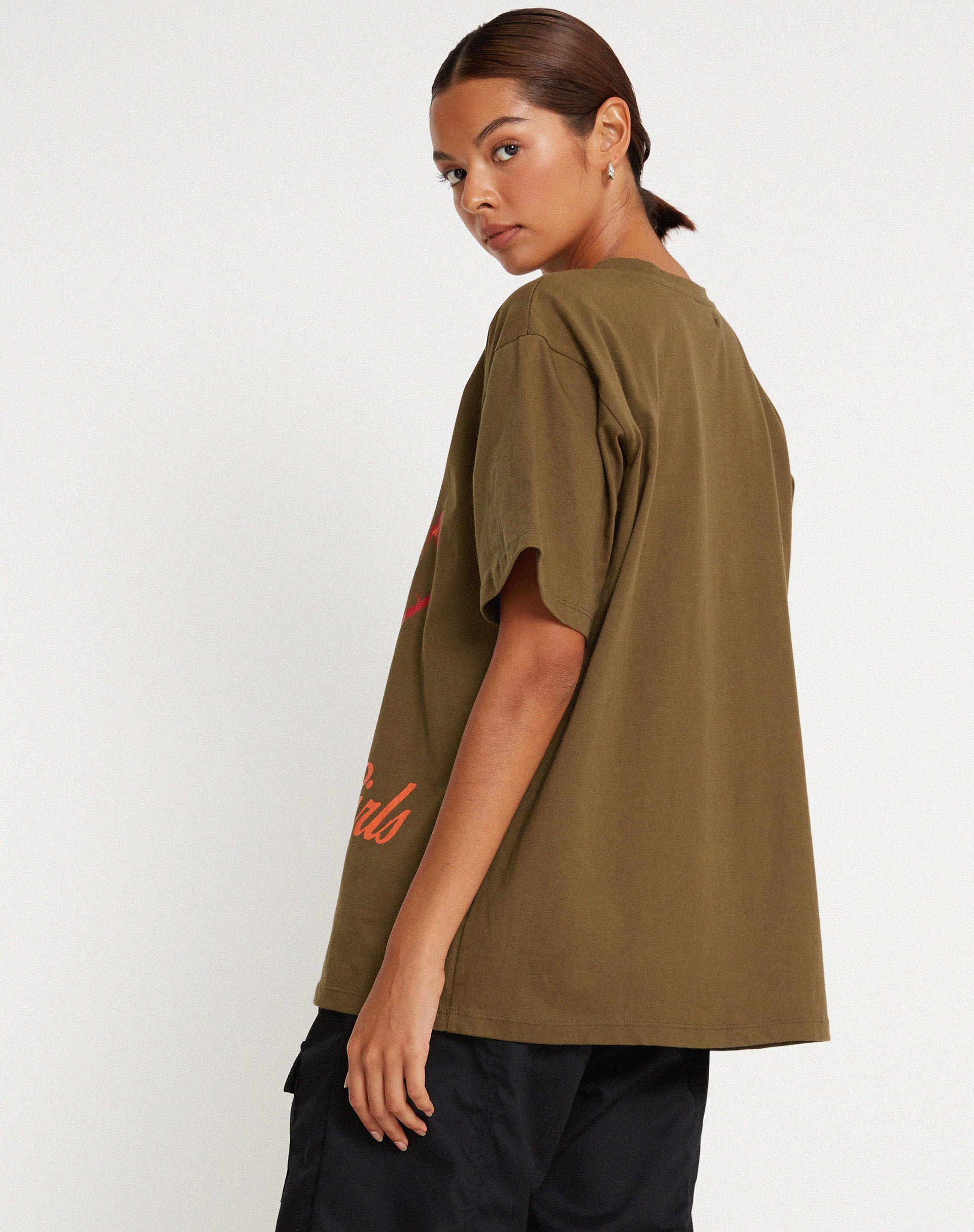 Oversize Basic Tee in Khaki Girls Girls Girls - Image 2