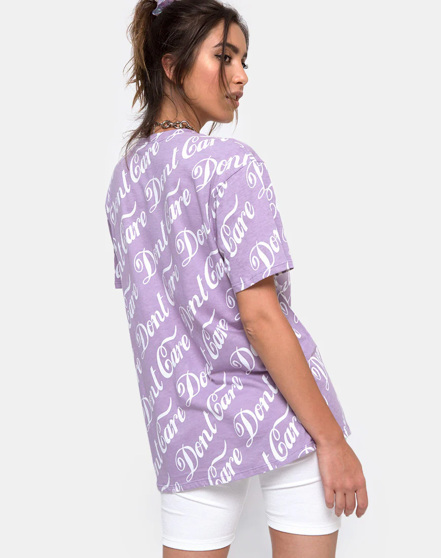 Oversize Basic Tee in Lilac “Don’t Care” - Image 2