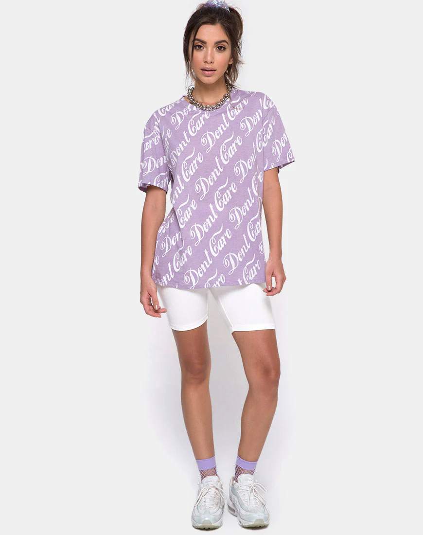 Oversize Basic Tee in Lilac “Don’t Care” - Image 3