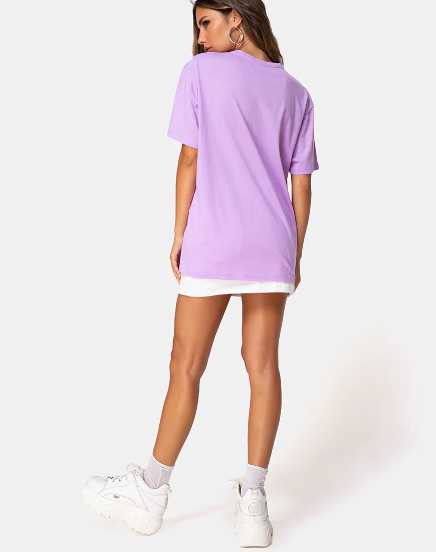 Oversize Basic Tee in Lilac with Angel Embro - Image 4