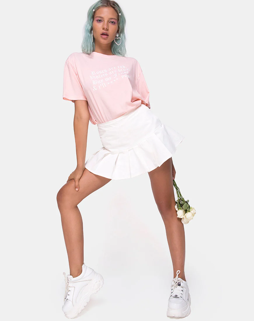 Oversize Basic Tee in Pink with Roses are Red Text  X Top Girl - Image 2
