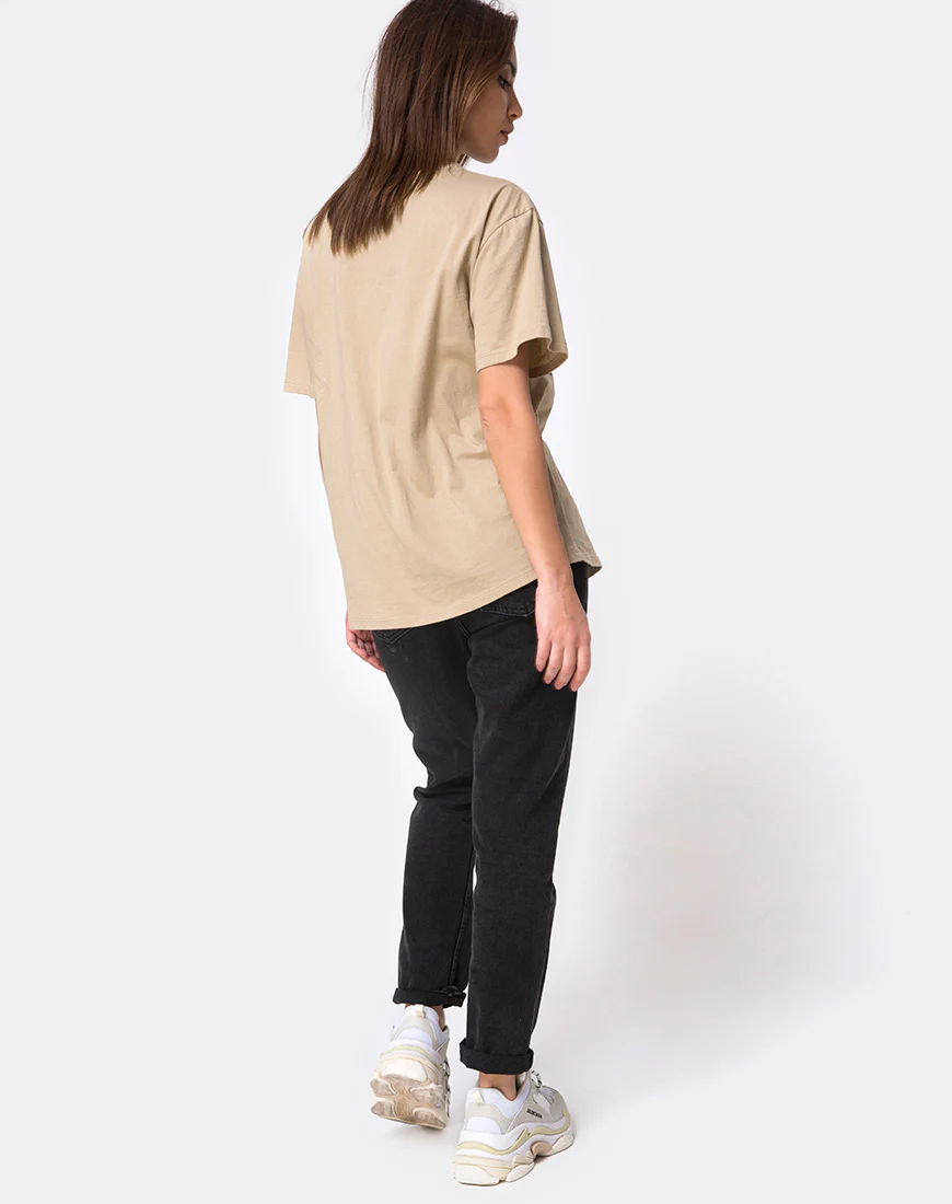 Oversize Basic Tee in Tan with Angel Embroidery - Image 5
