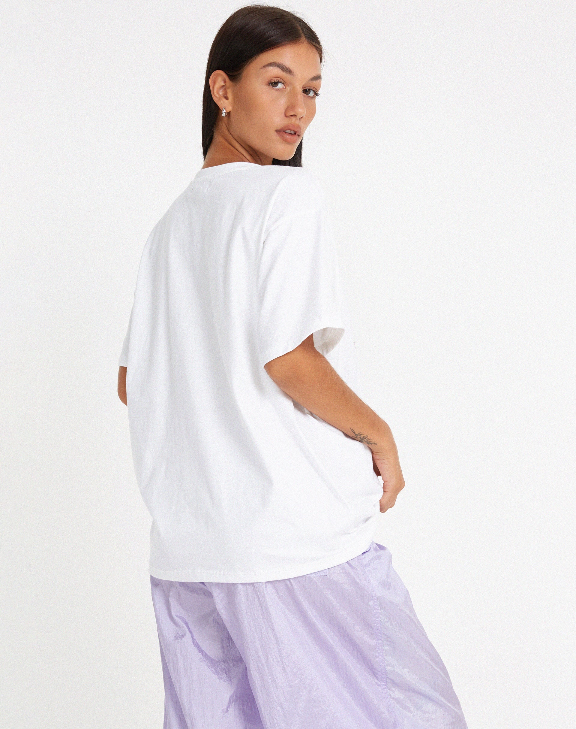 Oversize Basic Tee in White Bite Me - Image 2