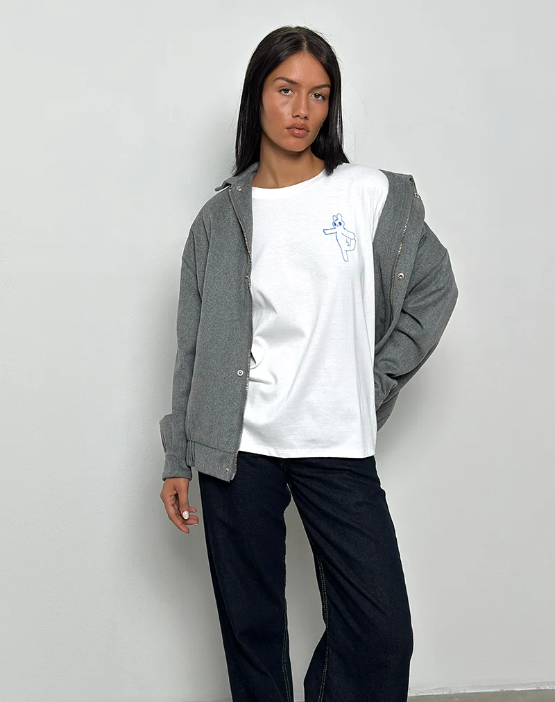 Oversize Basic Tee in White with Doing My Best Graphic - Image 5
