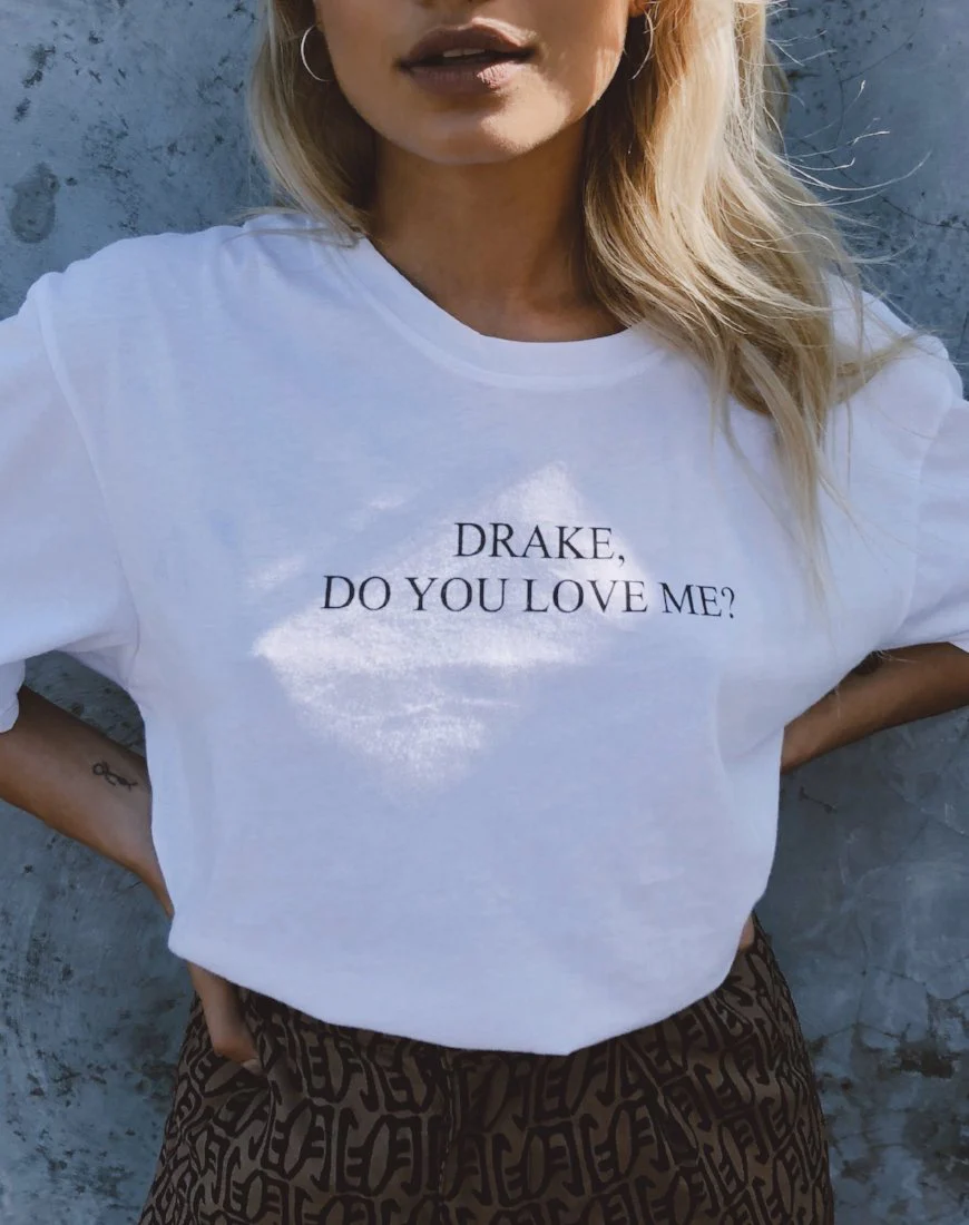 Oversize Basic Tee in White Drake Do You Love Me - Image 5