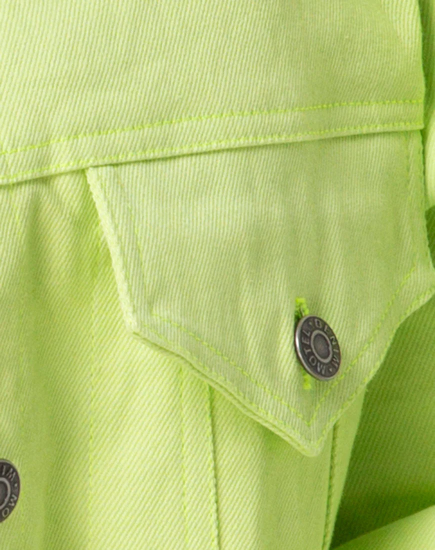 Oversize Denim Jacket in Lime - Image 5