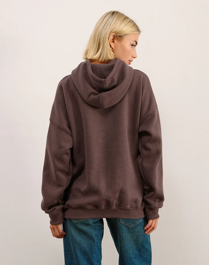Oversize Hoodie in Deep Mahogany with See You Next Tuesday Print - Image 3