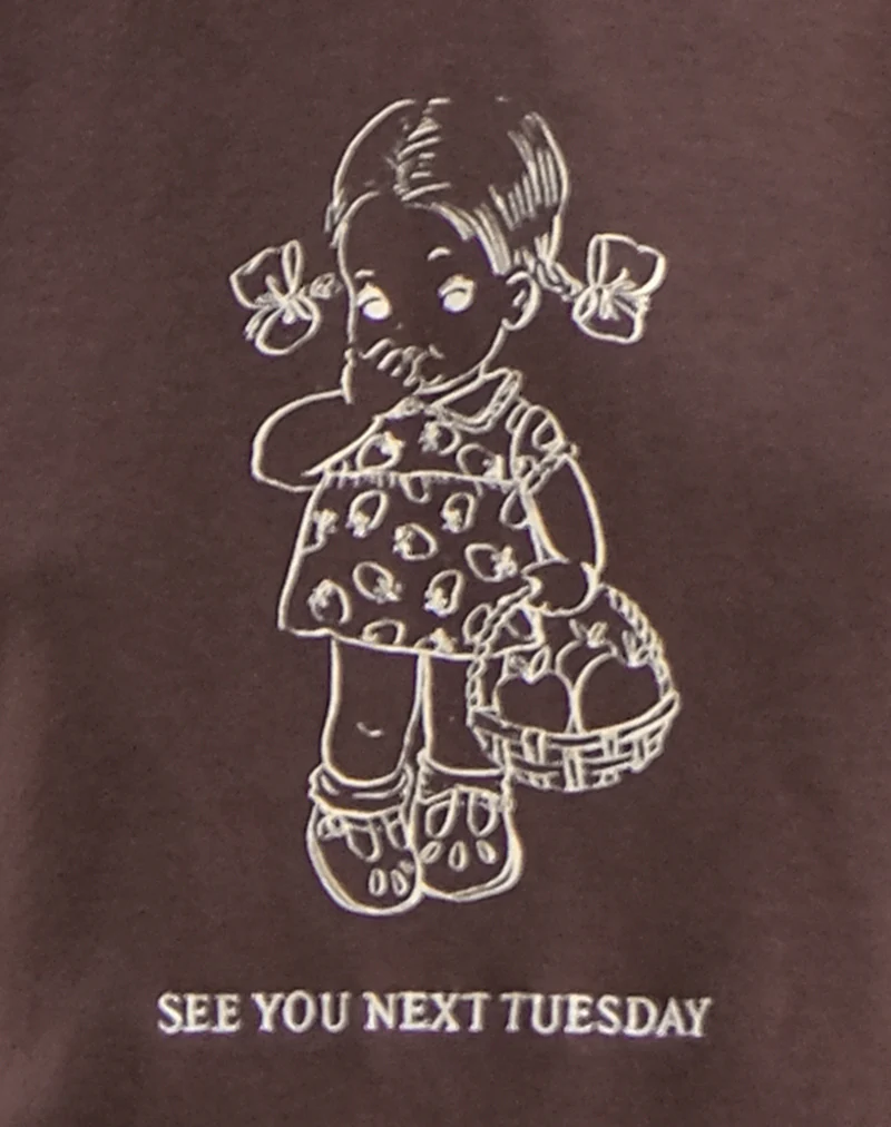 Oversize Hoodie in Deep Mahogany with See You Next Tuesday Print - Image 6