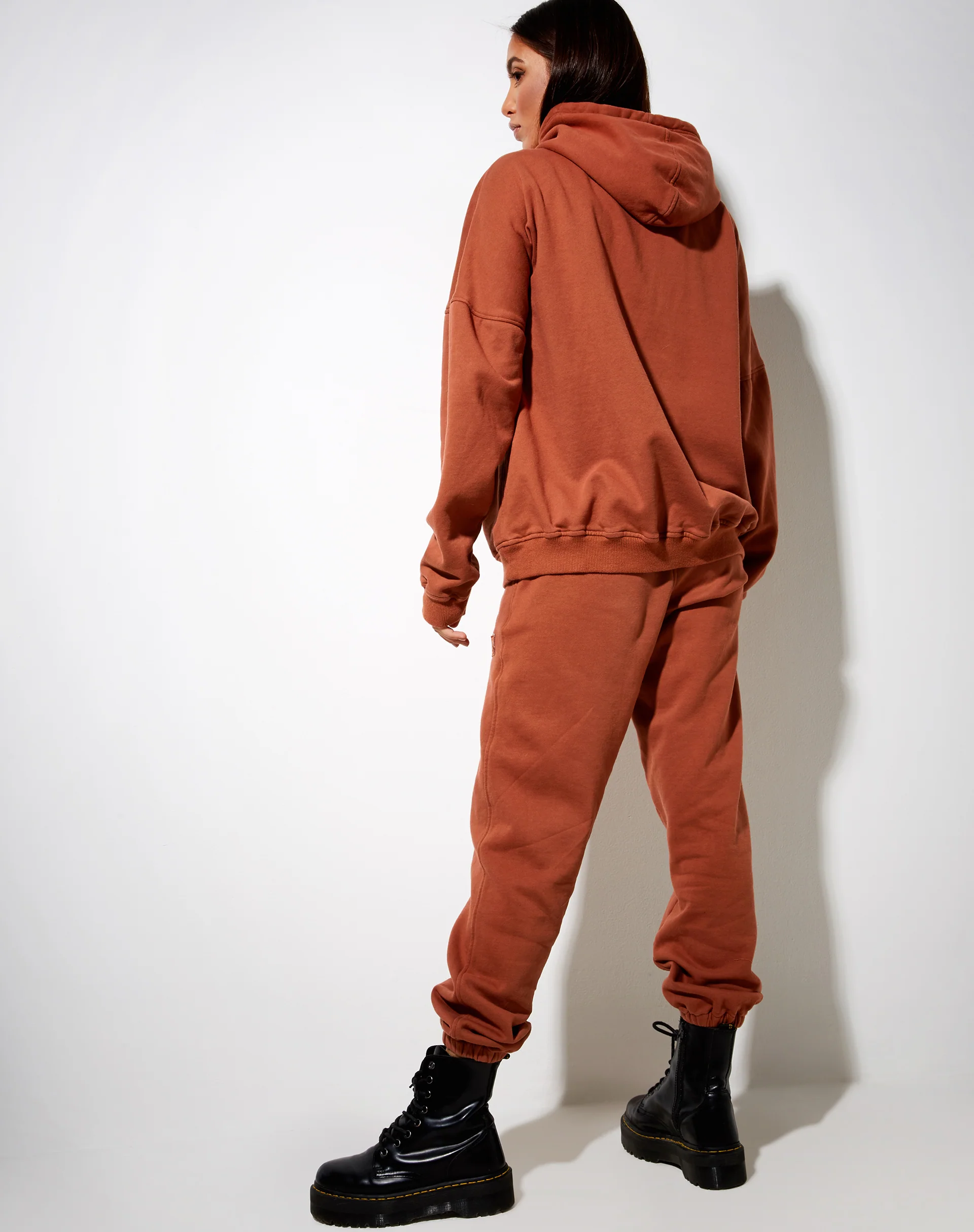 Oversize Hoodie in Burnt Brick 'Be Nice' Label Embro - Image 4