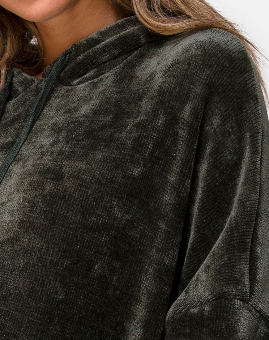 Oversize Hoody in Chenille Olive - Image 5