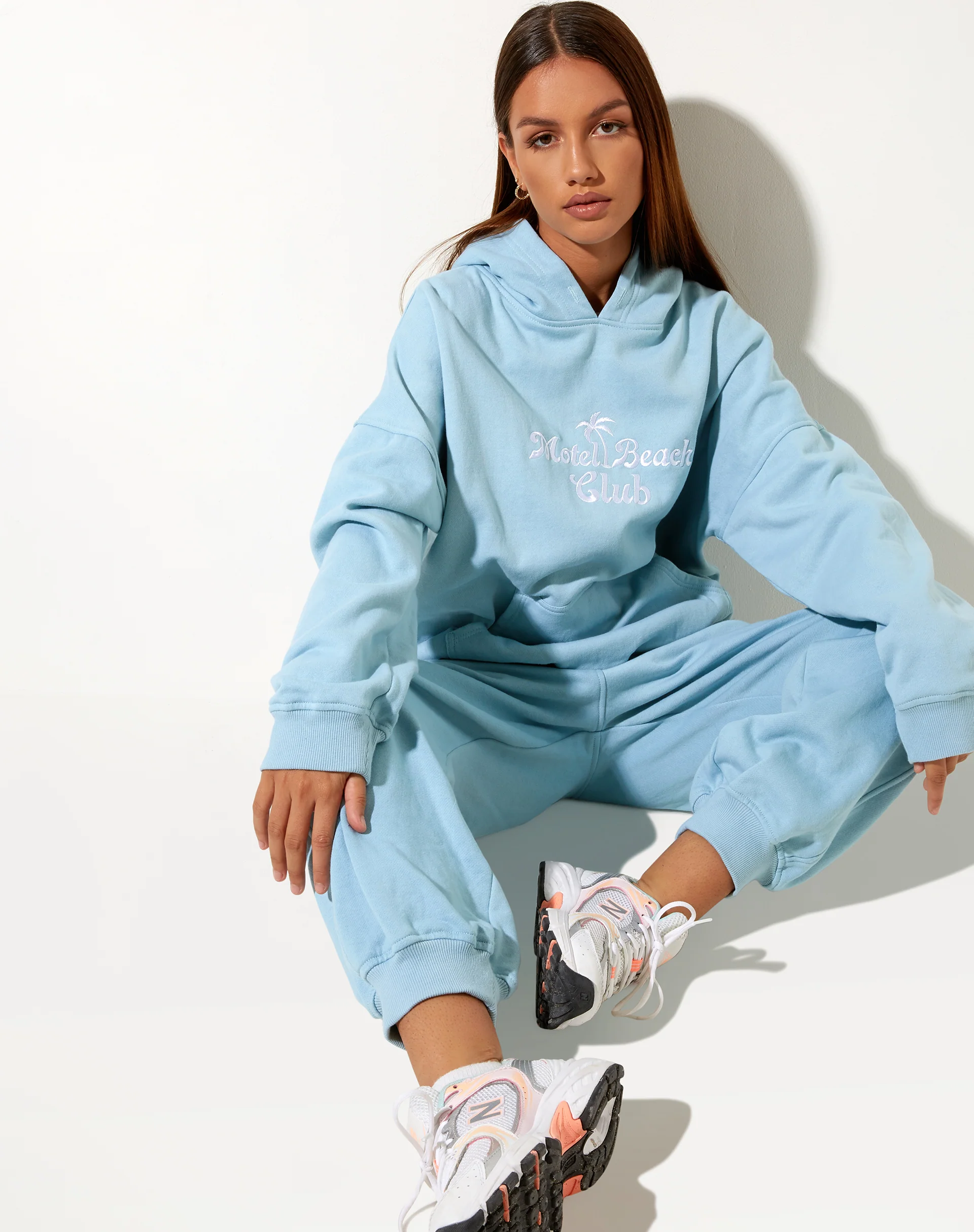 Oversize Hoodie in Nantucket Blue Motel Beach Club - Image 4