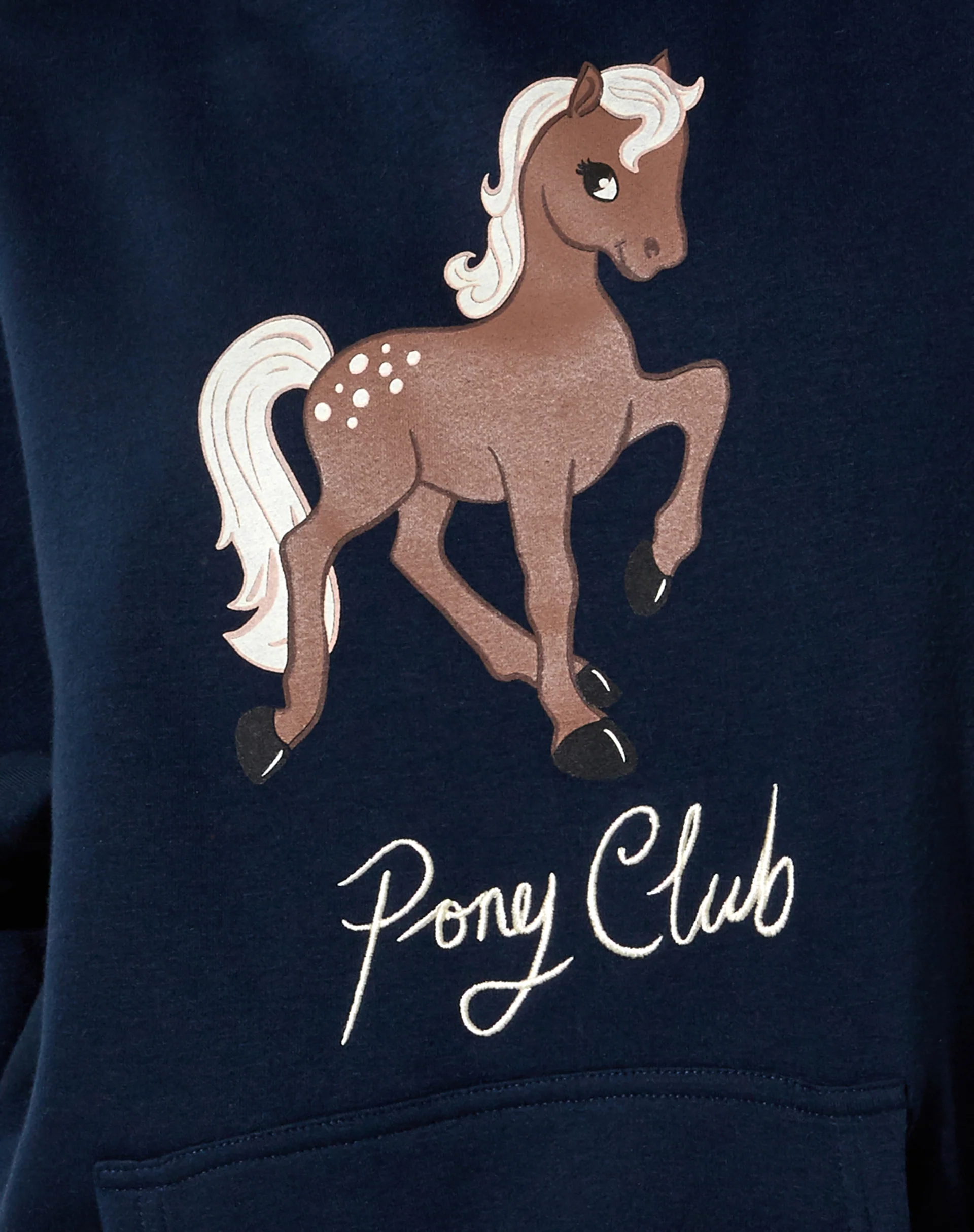 Oversize Hoodie in Navy Pony Club Mix Embro - Image 6